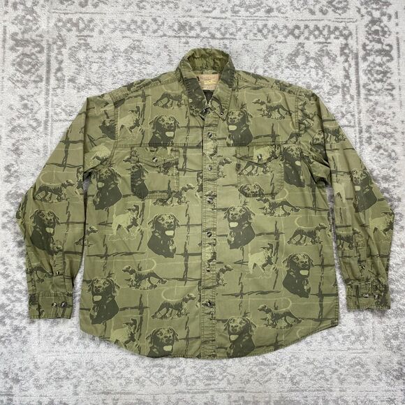 Vintage NorthCrest Sportsman Shirt Mens Button Up Hunting Dogs Black Lab Size XL - Picture 1 of 6